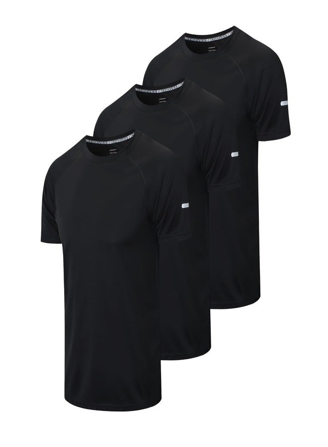 frueo Men's 3 Pack Sports Shirts Quick Dry Moisture Wicking Short Sleeve Mesh Active Training T-Shirts,520,3Black,XL - Image 1